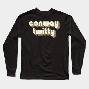 Retro Vintage Rainbow Conway Letters Distressed Style Long Sleeve T-Shirt